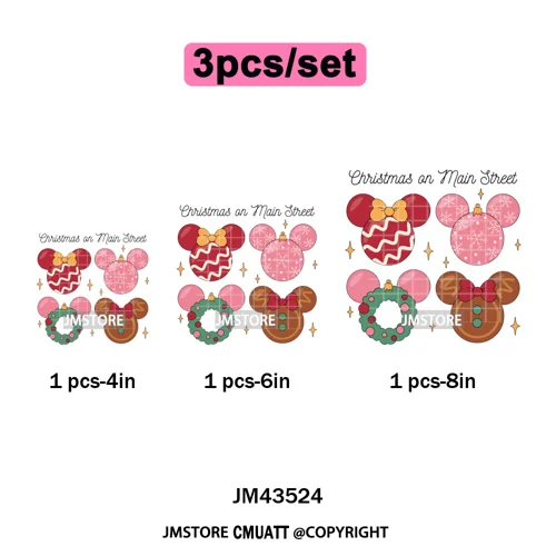 Girly Coquette Merry Christmas Ginger Cartoon Cozy Jolly Season Iron on DTF Heat Transfers Stickers Ready to Press for Clothing