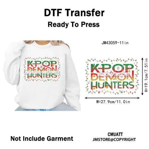 Kpop Christmas Santa Boys Girls Band Cartoon Demon Characters Iron on Washable DTF Transfers Stickers Ready to Press for Clothes