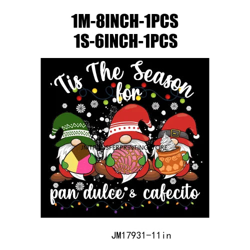 Sweet Latin Christmas Is Pan Dulce Plastisol Patch Iron On Tis The Season For Tamalce Cafecito DTF Transfer Sticker For Clothes