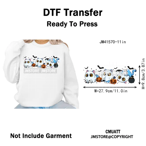 Cute Blue Tiger Idol Group Characters Kpop Halloween Pumpkin Iron on DTF Washable Transfers Stickers Ready to Press for Textile