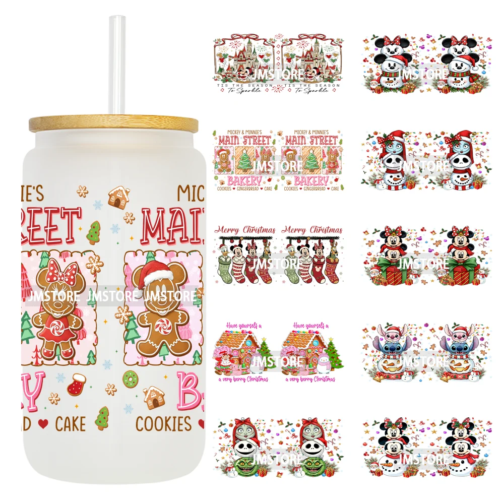 Cartoon Character Snowman Christmas 16OZ UV DTF Cup Wraps Ready To Apply Waterproof Transfer Sticker For Libbey Glass Can Bottle