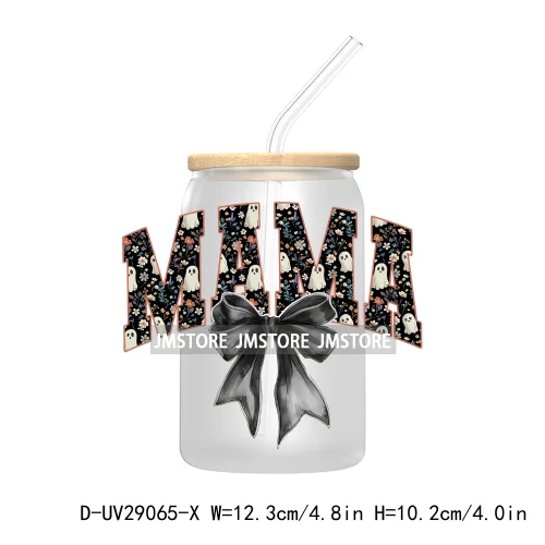 Mama Coquette Bow Bat Halloween Season UV DTF Transfer Stickers Decals For Libbey Cold Cups Mugs Tumbler Custom Spooky Ghost