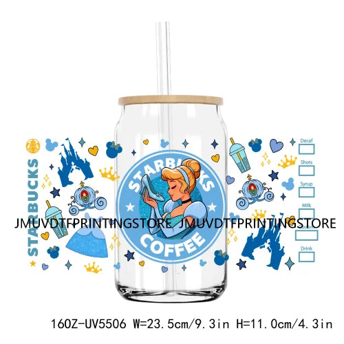 Cartoon Little Mermaid Princess Friends UV DTF Sticker For 16OZ Libbey Glass Cup Can Wrap Transfer Sticker Custom Label DIY Logo