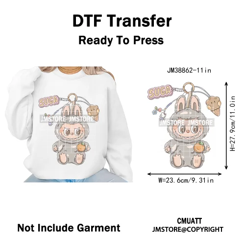 Cartoon Princess Girly Flowers Checkered Doll Characters Iron on DTF Washable Heat Transfer Stickers Ready to Press for Clothing