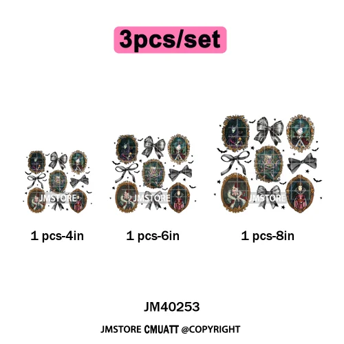 Waiting For Halloween Coquette Bad Girls Friends Wicty Logos Iron on DTF Washable Transfers Stickers Ready to Press for Clothing