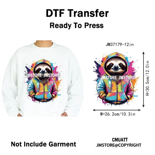 12in Street Snarl Savage Animal King Graffiti Urban Bear Bunny Cat Dog Iron on DTF Transfers Stickers Ready to Press for Clothes