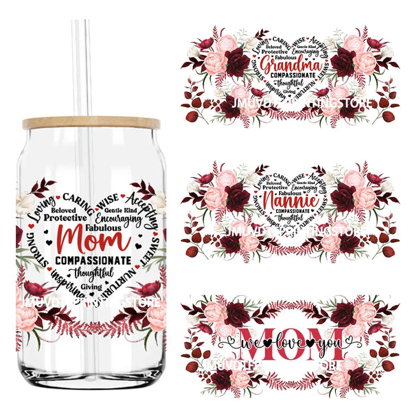 Compassionate Strong Mom Grandma 16OZ UV DTF Cup Wrap Transfer Sticker Custom Label Durable Waterproof Logo For Libbey Glass Can