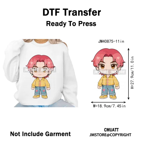 Cartoon Girl Group Boy Band Music Fans Anime Lover Soda Pop Iron on DTF Washable Transfers Stickers Ready to Press for T-shirts