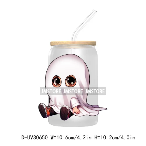 Spooky Cartoon Halloween Characters UV DTF Transfer Stickers Decals For Libbey Cold Cups Mugs Tumbler Waterproof Baby Princess