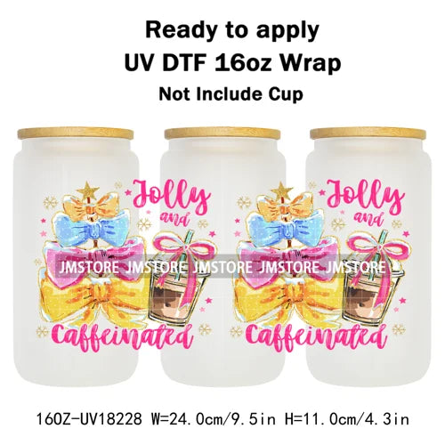 Holly Jolly Christmas Jesus Christian UV DTF Stickers Ready To Apply Cup Wrap Custom Labels DIY Craft For Libbey Glass Can Mugs