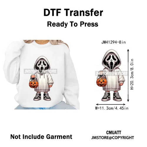 Spooky Halloween Scary Ghost Pumpkin Mama Kids Family Love Iron on Washable DTF Transfers Stickers Ready to Press for Textile
