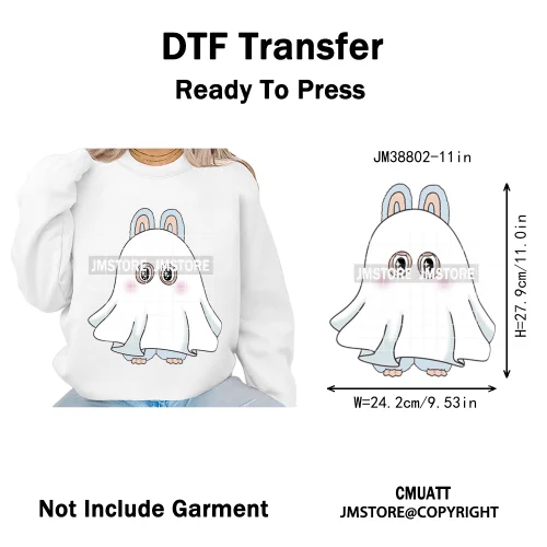 Retro Laboo Halloween Horror Character Washable Printing Iron on DTF Heat Transfers Stickers Ready to Press for Clothes Bags