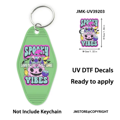 Horror Pumpkin Halloween Cartoon UV DTF Motel Keychain Decal Ready To Ship Durable Transfer Stickers Prints For Hotel Keychain