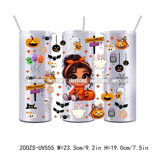 Latina Baby Halloween Pumpkin 20OZ Straight Skinny Tumbler Wrap UV DTF Cup Wraps Custom Labels Transfer Sticker Waterproof Logo