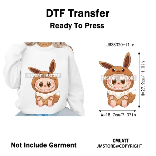 Cute Cartoon Toy Dolls Monster Costume Character Kids Printed Iron on DTF Washable Transfer Stickers Ready to Press for Clothing