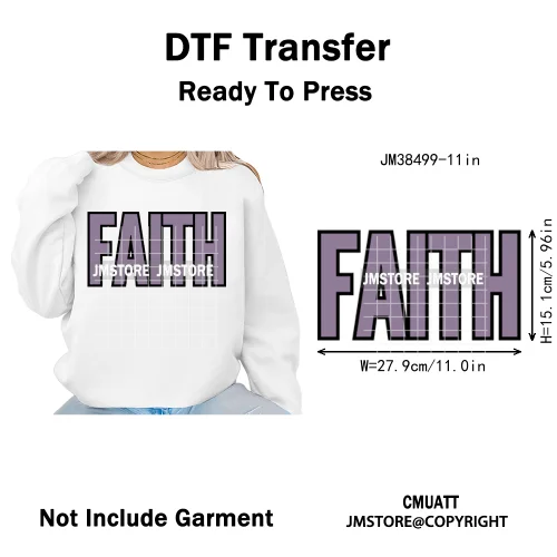 Inspirational God Faith Quotes Good Vibes Blessed Logos Iron on DTF Washable Transfers Stickers Ready to Press for T-shirts Bags