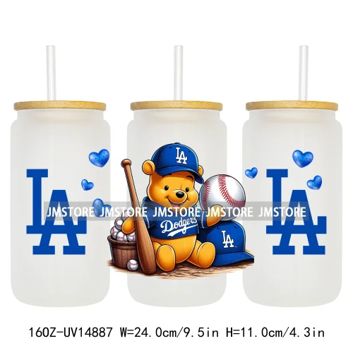 Baseball Sport Cartoon Characters UV DTF Wraps Transfer Sticker Ready To Apply Waterproof Logo For 16OZ Libbey Glass Can Tumbler