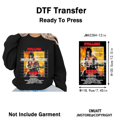 Horror Characters Halftone Movie Shows Scary Halloween Vibes Iron on DTF Washable Transfers Stickers Ready to Press for Clothing