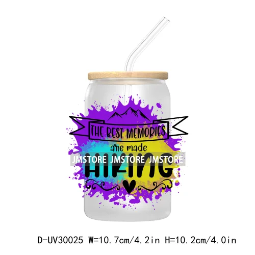 Mountain Hiking Quotes UV DTF Transfer Stickers Decals For Libbey Cold Cups Mugs Tumbler High Quality Labels Hunter Deer Fishing