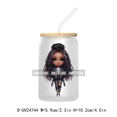 Cute Little Black Boy Girl UV DTF Transfer Stickers Decals For Libbey Cold Cups Mugs Tumbler Waterproof DIY Craft Cool Afro Kids