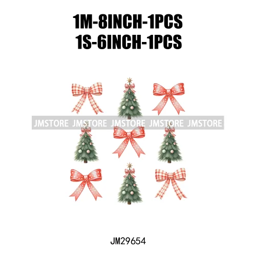 Christmas Santa Red Coquette Highland Cow Xmas Holly Jolly Vibes Iron On DTF Transfers Stickers Ready To Press For T-shirts
