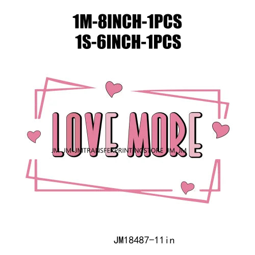 Iron On Love More Cupid Vibes Transfer Decals Self Love Club Pink XOXO Valentine's Day DTF Heat Press Stickers For Clothing Bags