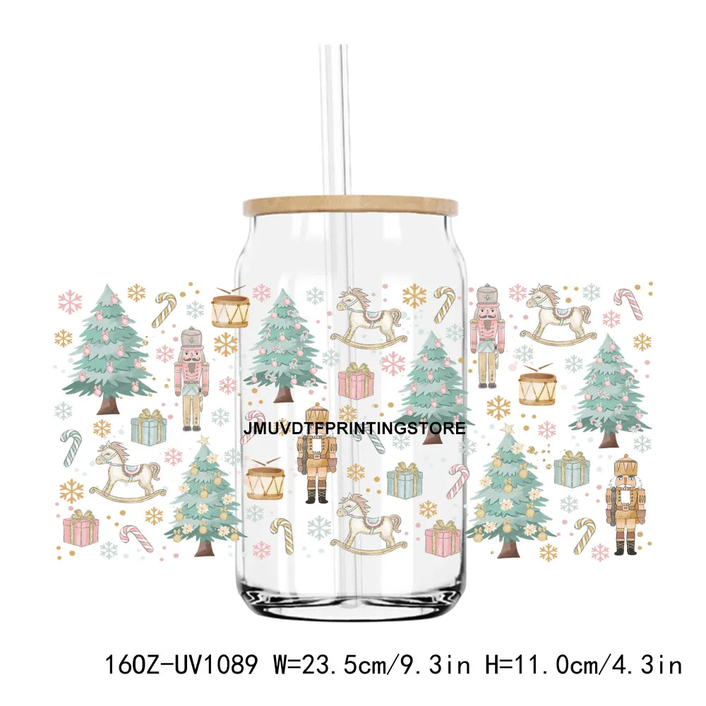 Christmas Tree Holiday 16OZ UV DTF Cup Wrap Transfers Stickers Custom Labels DIY Durable Waterproof Logo For Libbey Glass Can