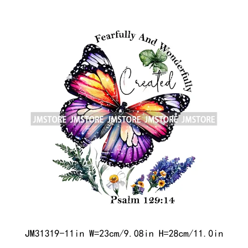 Floral Religious Sayings God Bible Verse Blessed Faith Inspirational Iron On DTF Transfers Stickers Ready To Press For Hoodies