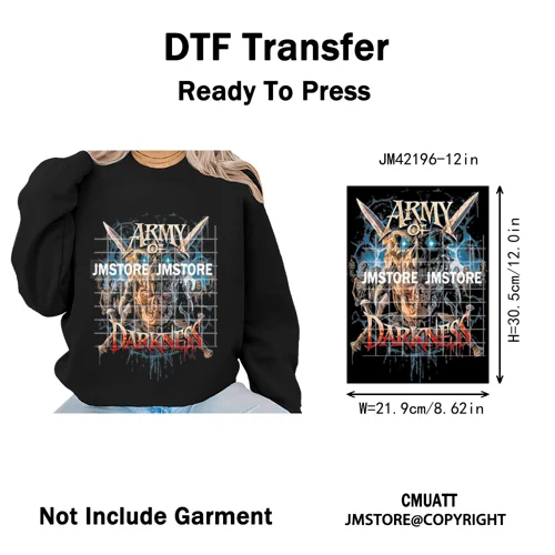 12in Retro Halftone Movie Halloween Spooky Popular Shows Iron on DTF Washable Transfers Stickers Ready to Press for Hoodies