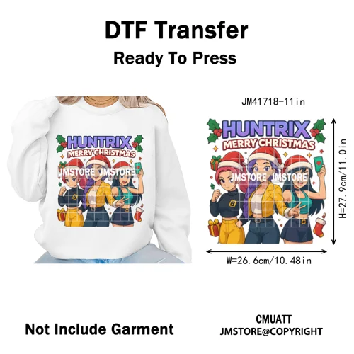 Holly Stars Gifts Happy Kpop Christmas Vibes Winter Holiday Iron on DTF Washable Transfers Stickers Ready to Press for Hoodies
