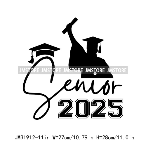 Happy University Graduate Senior Class Of 2025 Decals Iron On DTF Heat Transfer Stickers Ready To Press For Clothes Bags