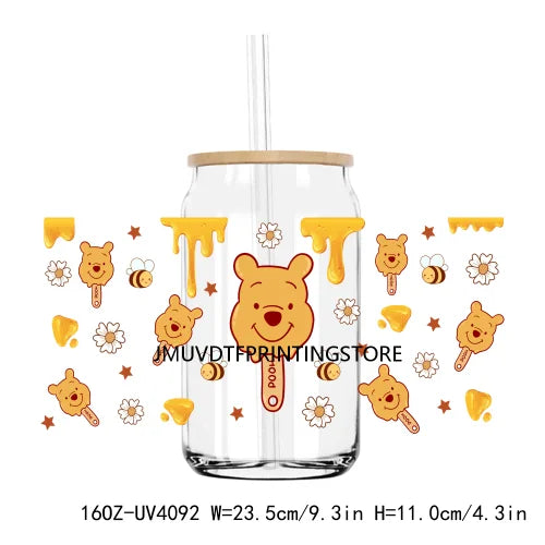 New Cartoon Character Mouse Duck 16OZ UV DTF Cup Wrap Transfers Stickers Custom Labels DIY Waterproof Logo For Libbey Glass Can