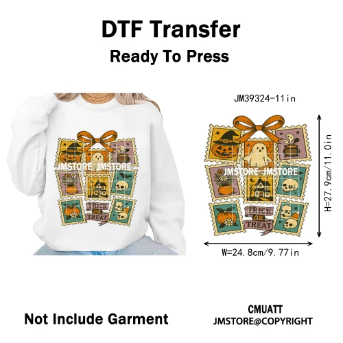 Funny Halloween Quotes Ghouls Stay Spooky Creep It Real Iron on DTF Washable Transfers Stickers Ready to Press for T-shirts Bags