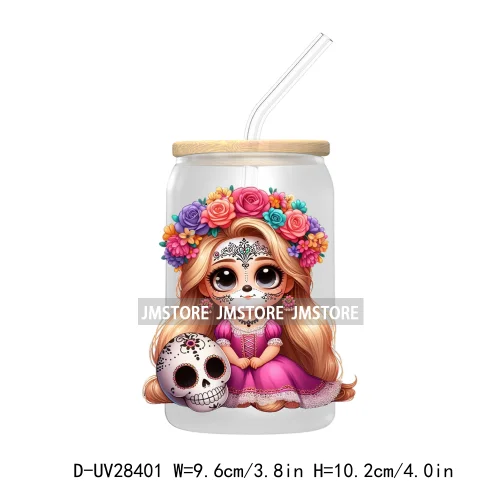 Mexican Little Princess UV DTF Transfer Stickers Decals For Libbey Cold Cups Mugs Tumbler Waterproof Craft Day of the Dead Girls