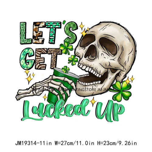 Let's Get Lucked Up Load On Luck Decals Lucky Baby Cowboy Heifer Animal Blessed St Patrick's Day DTF Transfer Stickers For Shirt