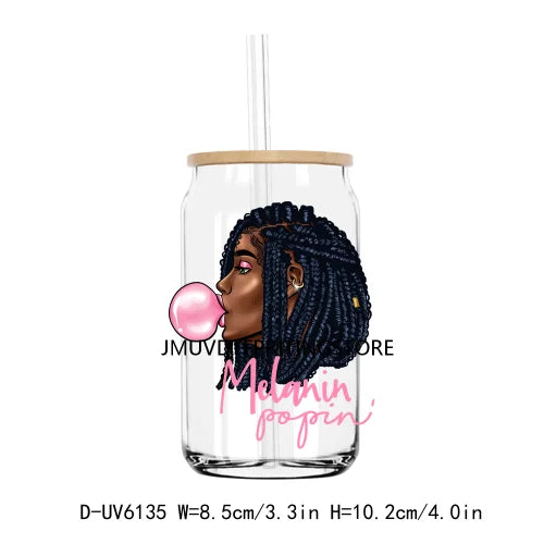 African American Black Women UV DTF Transfers Stickers Decals For Libbey Cold Cups Mugs Tumbler Waterproof DIY Craft Afro Girls