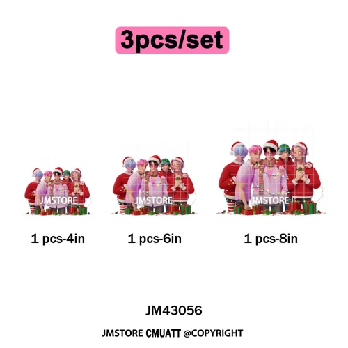 Cartoon Kpop Demon Music Anime Girly Merry Christmas Iron on Washable DTF Heat Transfer Stickers Ready to Press for T-shirts Bag