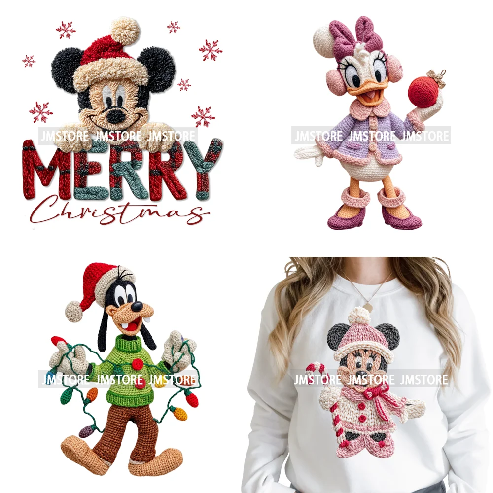 Latch Hook Faux Yarn Cartoon Movie Friends Merry Christmas Iron on Washable DTF Transfers Stickers Ready to Press for Textiles