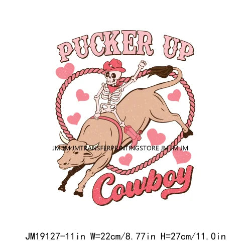 Retro Distressed Western Cowboy Horse Boot Scootin Valentines Day Howday Honey Couple Iron On DTF Transfer Stickers For Clothing