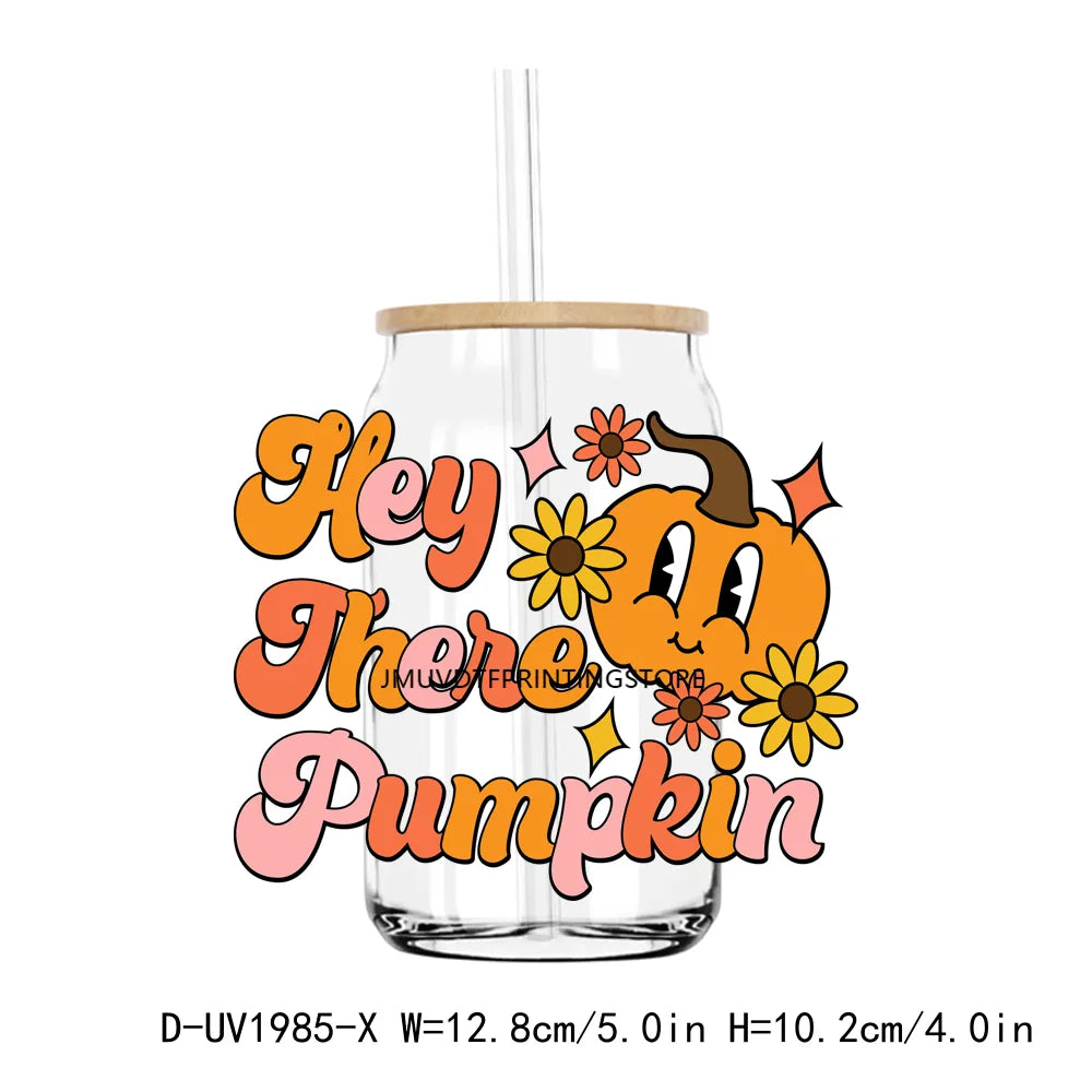 Feelin Pumpkin Spicy Autumn Vibes UV DTF Transfers Stickers Decals For Libbey Cold Cups Mugs Tumbler Waterproof DIY Craft