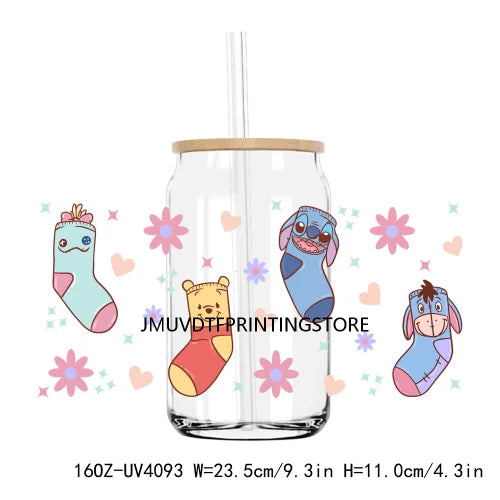 Hot Sale Movies Cartoon Princess UV DTF Sticker For 16OZ Libbey Glass Cup Can Wrap Transfer Sticker Custom Labels DIY Logo Kids