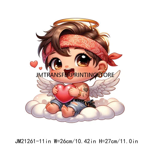 Sweet Pink Valentine's Angel Baby Concha Designs Kids Love Heat Transfer Stickers Ready To Press For T-shirts