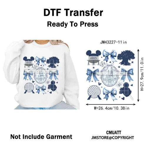 Trendy Girls Mirror Coquette Cartoon Friends Character Trip Holiday Iron on DTF Transfer Stickers Ready to Press for Sweatshirts