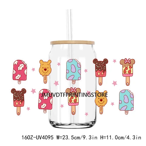 Hot Sale Movies Cartoon Princess UV DTF Sticker For 16OZ Libbey Glass Cup Can Wrap Transfer Sticker Custom Labels DIY Logo Kids