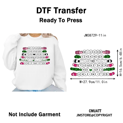 Magic Musical Movies Bad Good Witches Team Pink Green Coquette Iron on DTF Heat Transfers Stickers Ready to Press for T-shirts