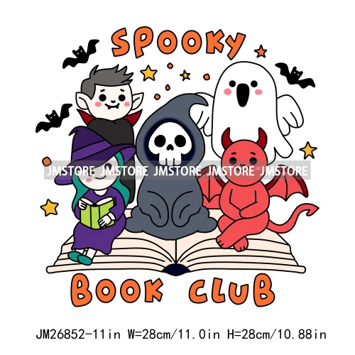 Custom Trick Or Read Ghost Witches Spooky Book Club Decals Bookish Girly Halloween DTF Iron On Transfers Stickers For T-shirts