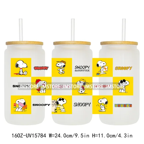 Retro Puppy Cartoon Best Friends 16OZ UV DTF Cup Wraps Ready To Apply Waterproof Transfer Stickers For Libbey Glass Can Tumbler