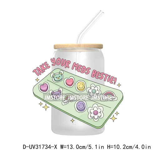 Positive Inspirational Quotes Mental Health UV DTF Transfer Stickers Decals For Libbey Cold Cups Mugs Tumbler Waterproof Labels