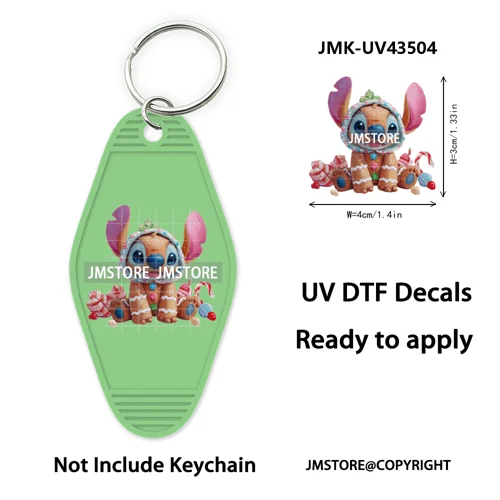 Christmas Santa Cartoon Character UV DTF Keychain Wraps Ready To Apply Waterproof High Quality Decals For Hotel Motel Keychain