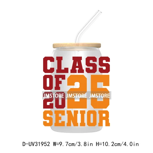 Senior 2025 College Grad UV Sticker Decals For Libbey Cold Cups Mugs Tumbler Transfer Stickers Waterproof Labels Graduation Cap